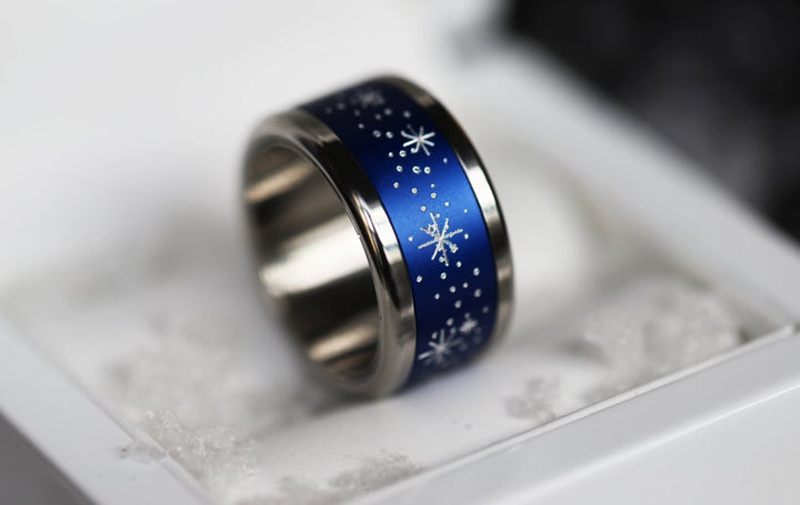 22 🎁 Anneau (addon ou deux tiers) "Nuit Étoilée" en aluminium bleu marine