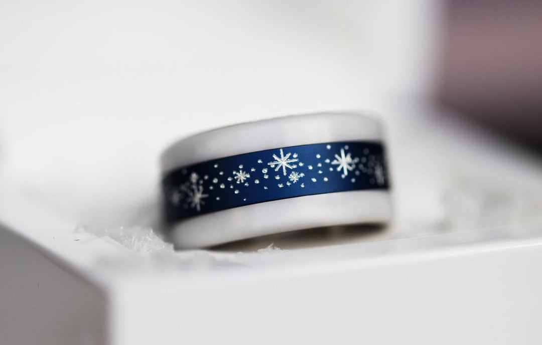 22 🎁 Anneau (addon ou deux tiers) "Nuit Étoilée" en aluminium bleu marine