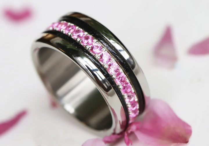 Voile Céleste 🖤  anneau (mini) en argent 925 avec un revêtement en émail noir - paillettes