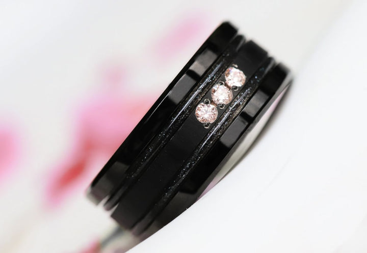 Voile Céleste 🖤  anneau (mini) en argent 925 avec un revêtement en émail noir - paillettes