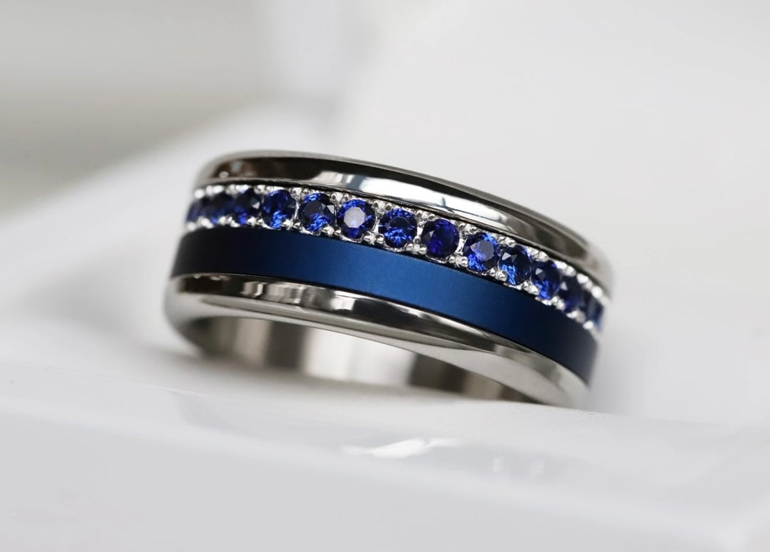 Bague mood en argent 925 et zircons "Écrin royal" avec couleur interchangeable