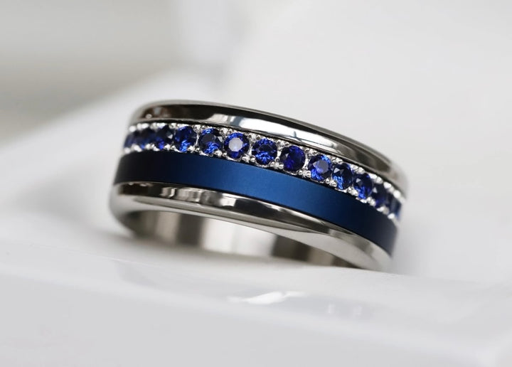 Bague mood en argent 925 et zircons "Écrin royal" avec couleur interchangeable