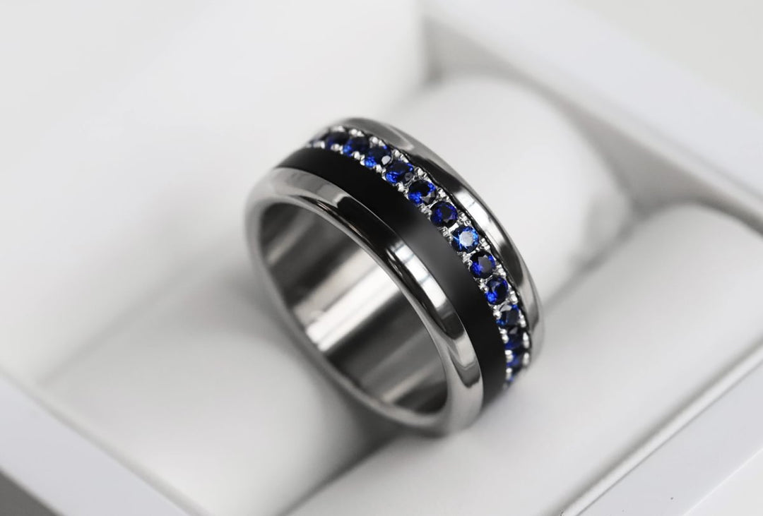 Bague mood en argent 925 et zircons "Écrin royal" avec couleur interchangeable