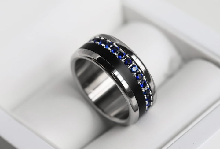 Bague mood en argent 925 et zircons "Écrin royal" avec couleur interchangeable