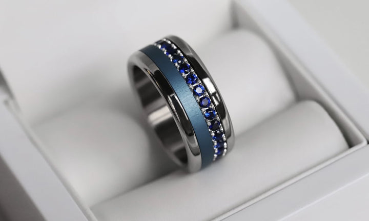 Bague mood en argent 925 et zircons "Écrin royal" avec couleur interchangeable