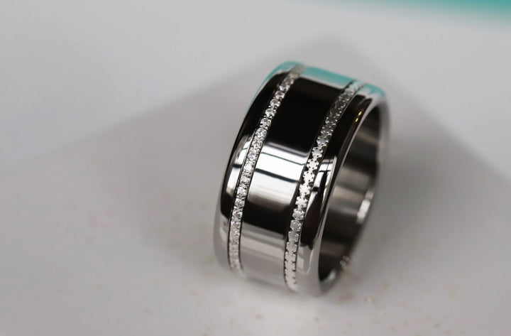 Mini en argent 925 "Flocons" finition mate bague mood interchangeable