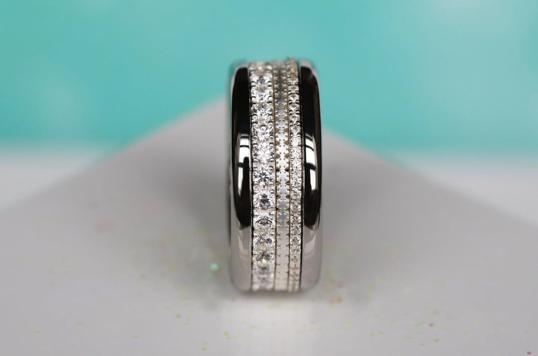 Mini en argent 925 "Flocons" finition mate bague mood interchangeable