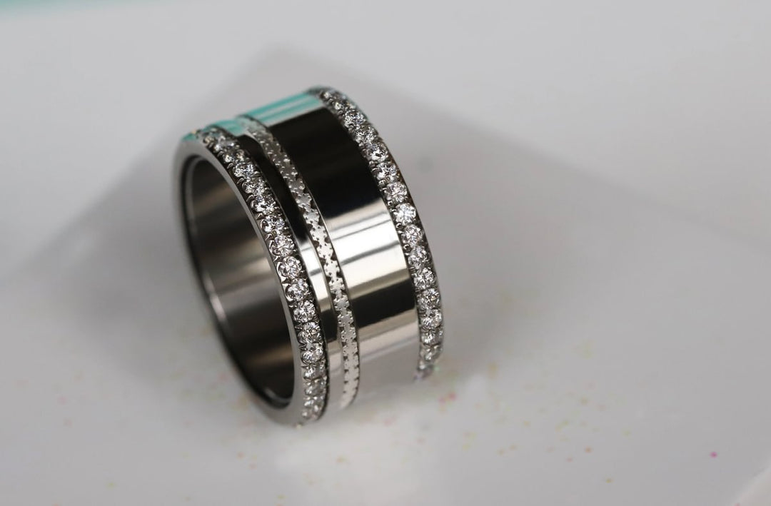 Mini en argent 925 "Flocons" finition mate bague mood interchangeable