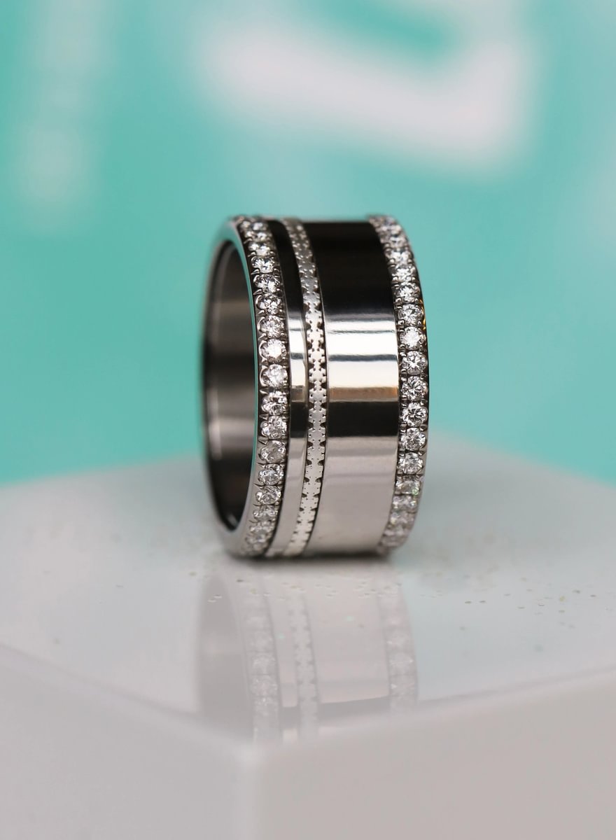 Mini en argent 925 "Flocons" finition mate bague mood interchangeable