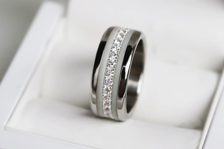 Bague mood en argent 925 et zircons "Douceur d'hiver" avec couleur interchangeable