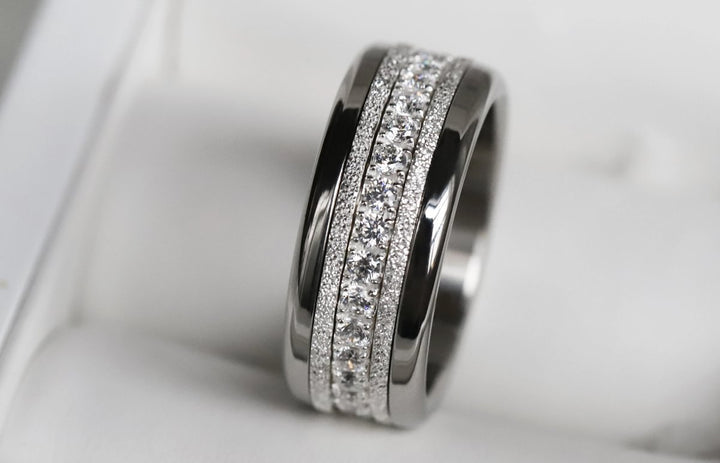 Bague mood en argent 925 et zircons "Douceur d'hiver" avec couleur interchangeable