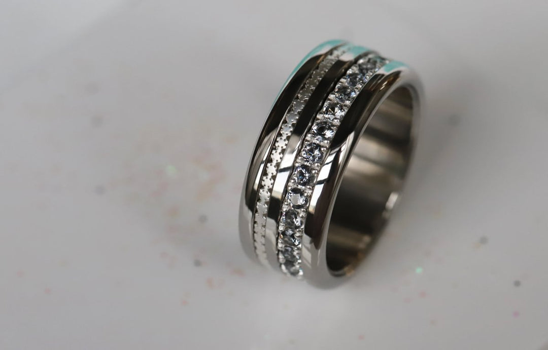 Mini en argent 925 "Flocons" finition mate bague mood interchangeable