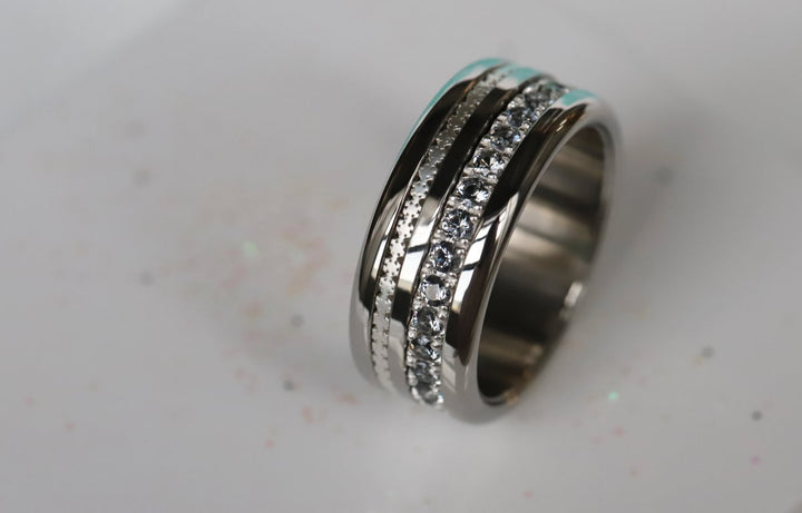 Mini en argent 925 "Flocons" finition mate bague mood interchangeable