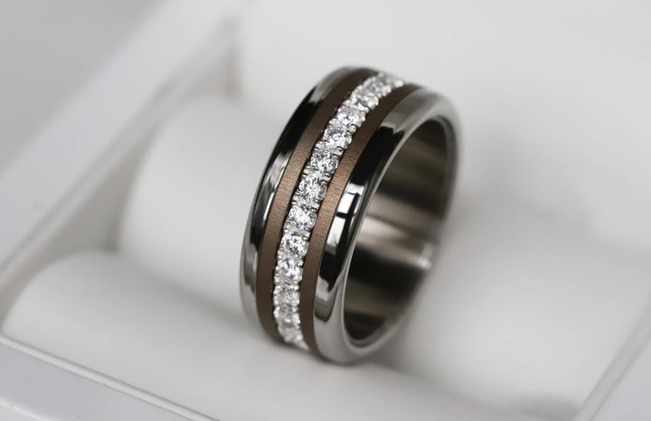 Bague mood en argent 925 et zircons "Douceur d'hiver" avec couleur interchangeable