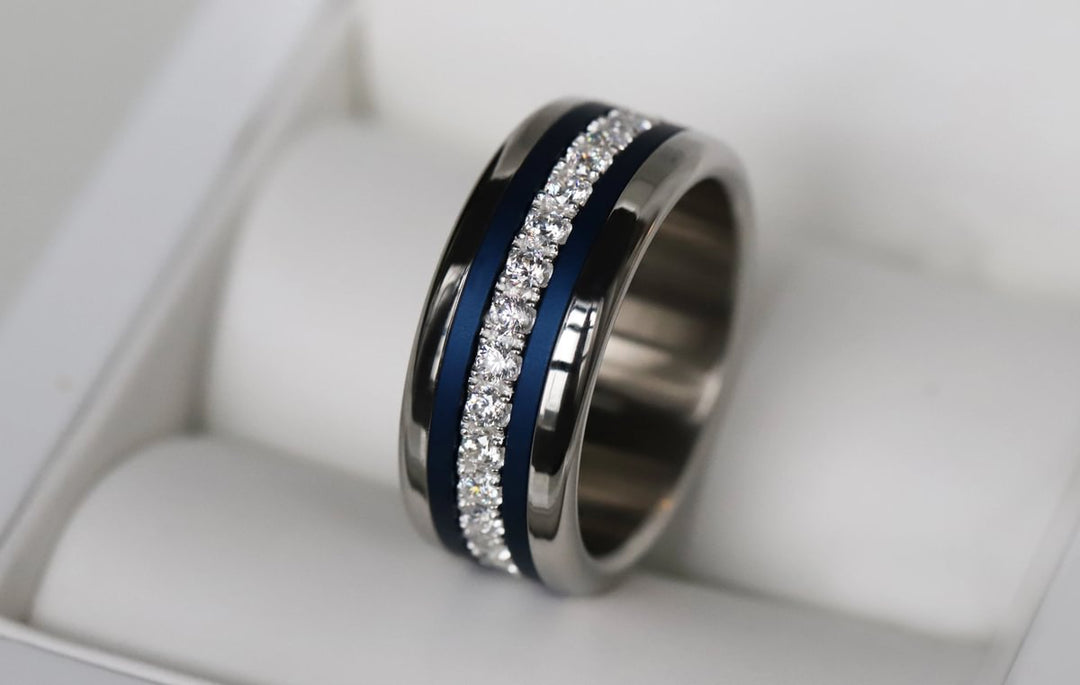 Bague mood en argent 925 et zircons "Douceur d'hiver" avec couleur interchangeable