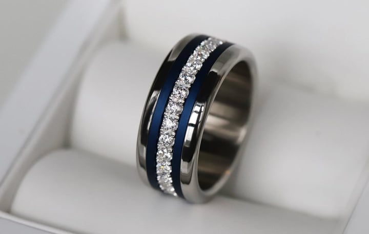 Bague mood en argent 925 et zircons "Douceur d'hiver" avec couleur interchangeable