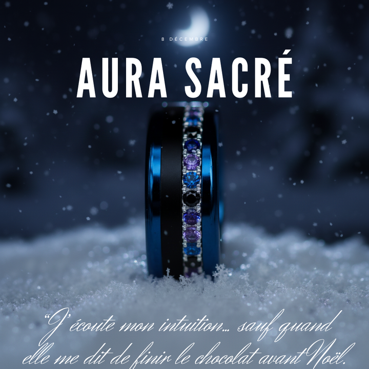 06 🎁 Inner ring (medium addon) "Sacred Aura" Aura Dark Bluish in 925 silver set with zircons