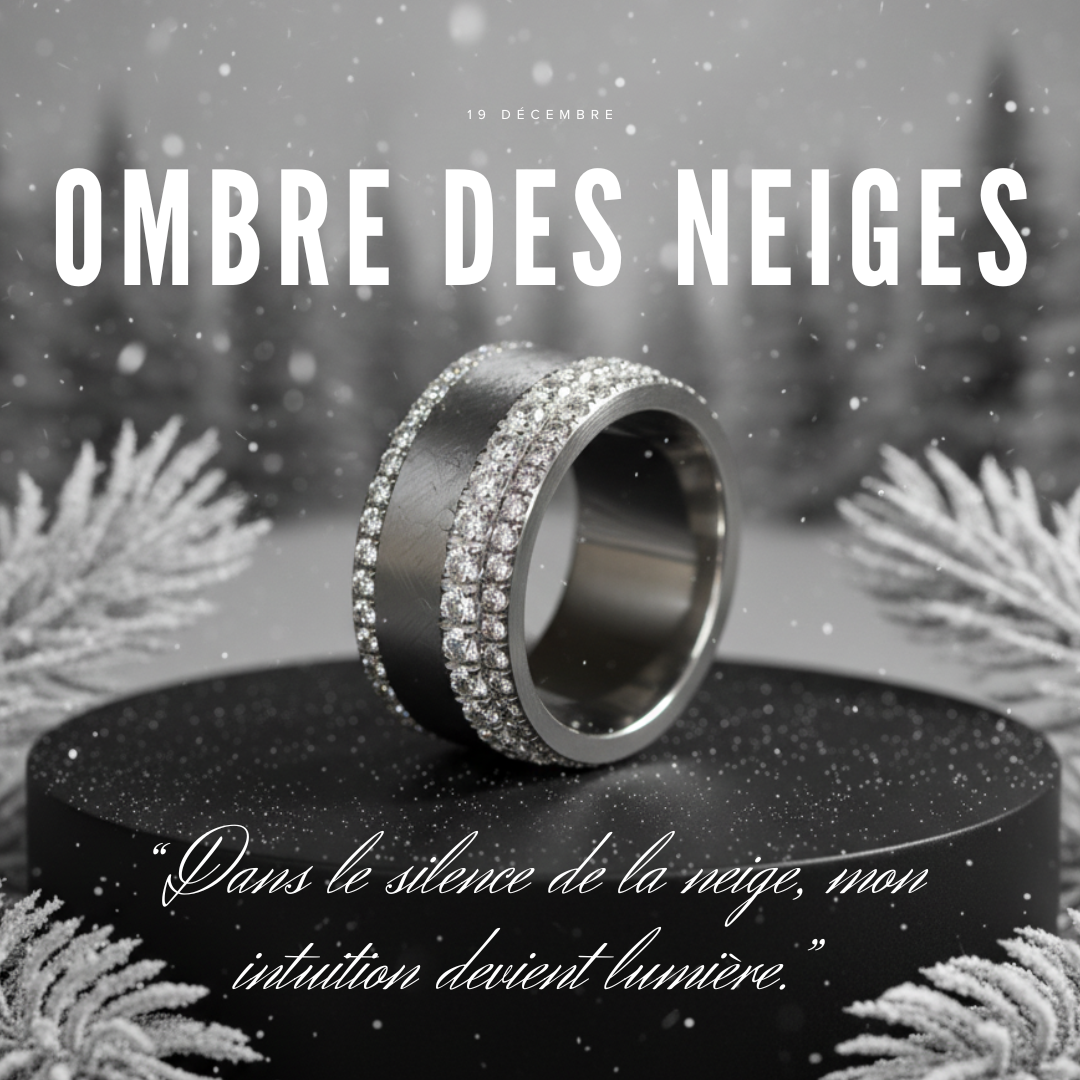 19 🎁 Anneau (deux tiers) "Ombre de Neige" en acier