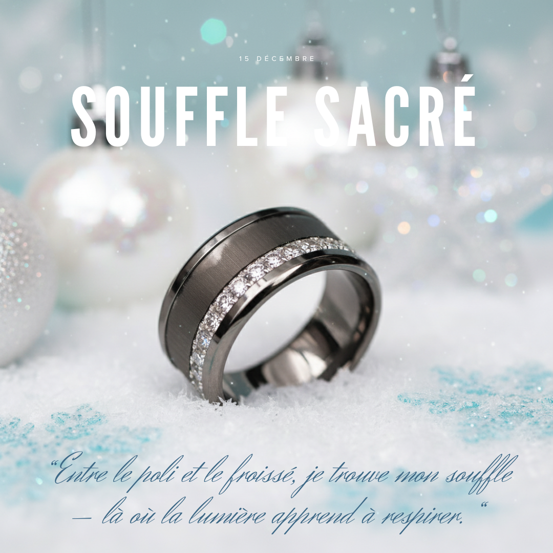 15 🎁 Anneau (deux tiers) "Souffle Sacré" en acier