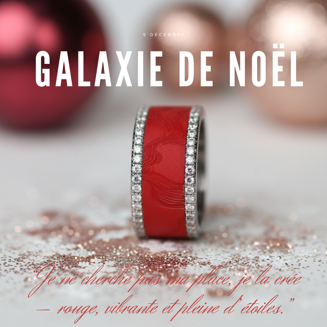 10 🎁 Innenring (Addon oder 2/3 Addon) "Weihnachtsgalaxie" aus rotem sandgestrahltem Polymer