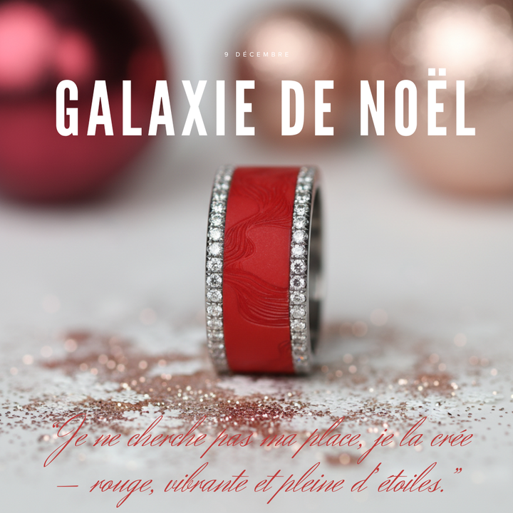 10 🎁 Innenring (Addon oder 2/3 Addon) "Weihnachtsgalaxie" aus rotem sandgestrahltem Polymer