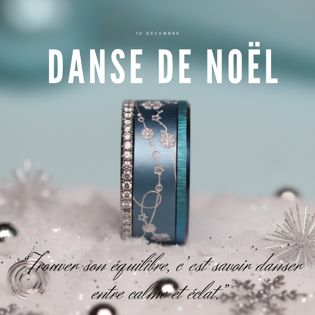8 🎁 Anneau (addon ou deux tiers) "Danse de Noël" en aluminium myrtille