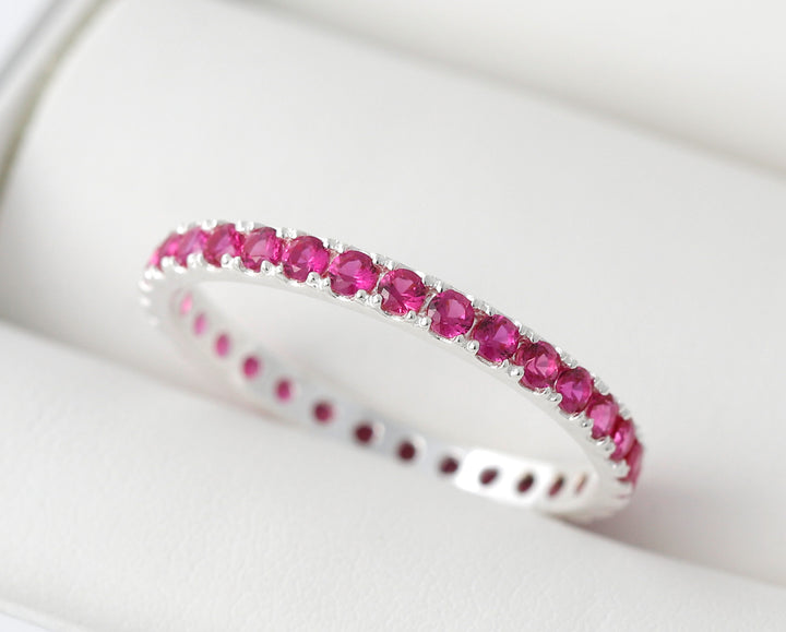 💍 Innenring (Medium Addon) "Rubinrote Aura" aus 925er Silber mit rubinroten Zirkonia Steine besetzt