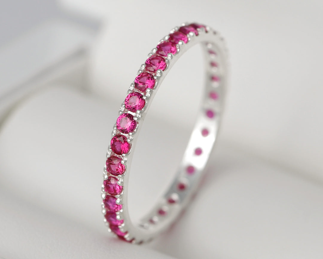 💍 Innenring (Medium Addon) "Rubinrote Aura" aus 925er Silber mit rubinroten Zirkonia Steine besetzt