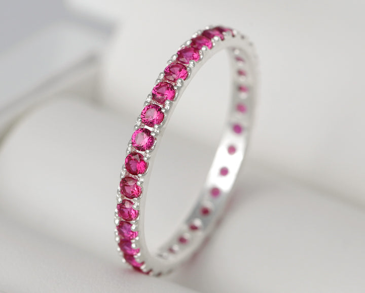 💍 Innenring (Medium Addon) "Rubinrote Aura" aus 925er Silber mit rubinroten Zirkonia Steine besetzt