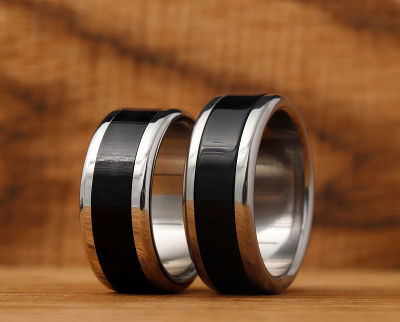 Ring-Set | 2 mood Ringe mit schwarz & weisse auswechselbare Innenringe