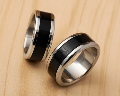 Ring-Set | 2 mood Ringe mit schwarz & weisse auswechselbare Innenringe