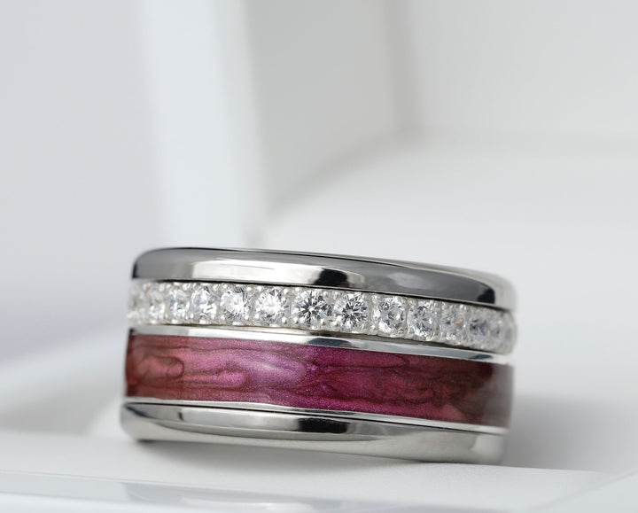 Larme de Tulipe 🌷  Addon deux tiers en argent 925 avec un revêtement en émail Pourpre avec des reflets