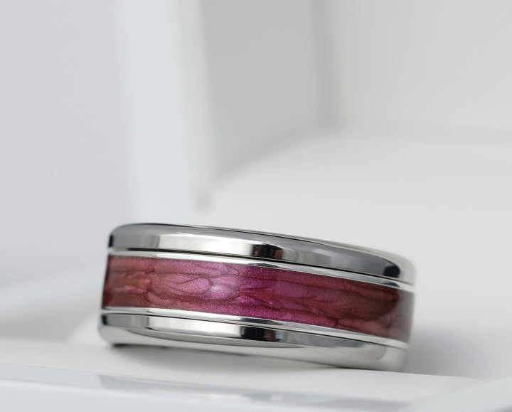 Larme de Tulipe 🌷  Addon deux tiers en argent 925 avec un revêtement en émail Pourpre avec des reflets