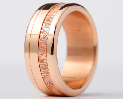 Ring-Set | „Full Digit“ mit persönliche Gravur eines Fingerabdrucks | Pink Gold