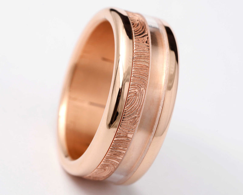 Ring set | Personalized fingerprint engraving | Pink Gold