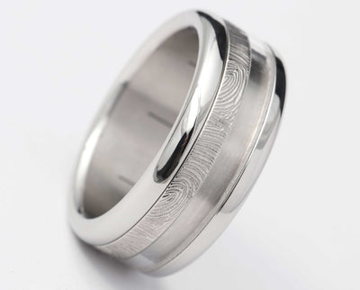 Ring set | Personalized fingerprint engraving | Steel