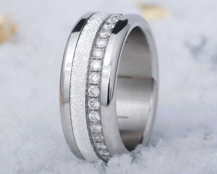 Anneau (addon medium) en argent 925 "Neige éternelle" pour bague mood interchangeable – spécial 20 ans