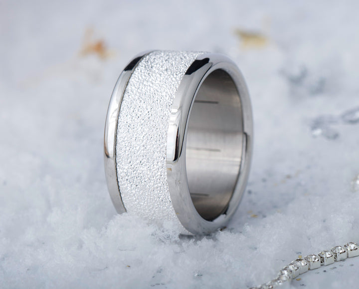 Innenring (Addon) aus 925 Silber "Ewiger Schnee" für auswechselbaren mood Ring – 20 Jahre Special