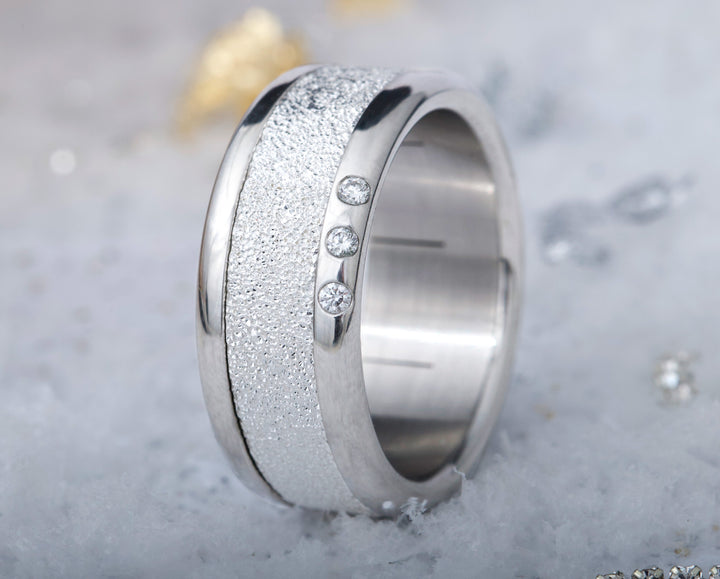 Anneau (addon deux tiers) en argent 925 "Neige éternelle" pour bague mood interchangeable – spécial 20 ans