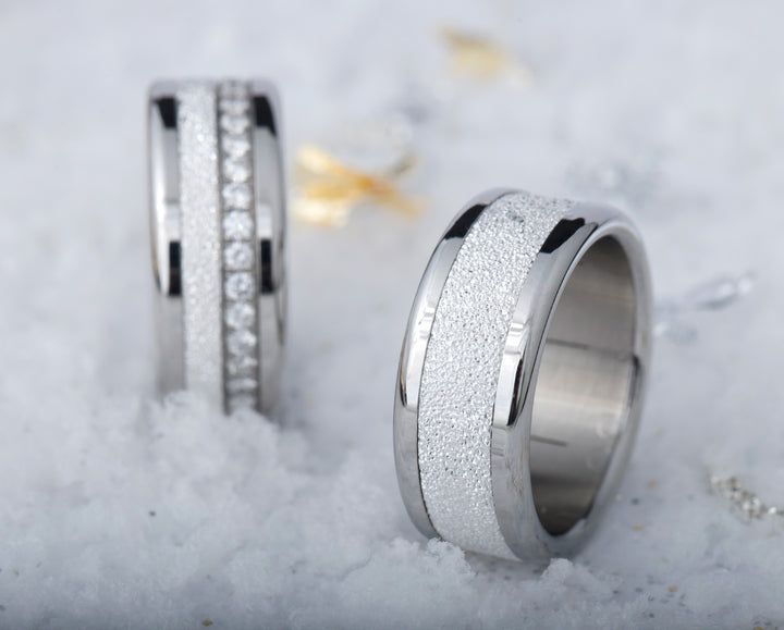 Anneau (addon deux tiers) en argent 925 "Neige éternelle" pour bague mood interchangeable – spécial 20 ans