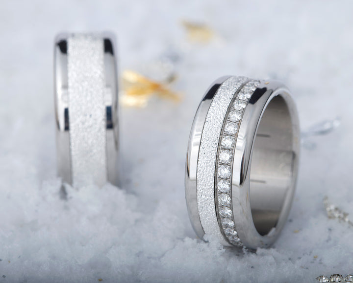 Anneau (addon deux tiers) en argent 925 "Neige éternelle" pour bague mood interchangeable – spécial 20 ans