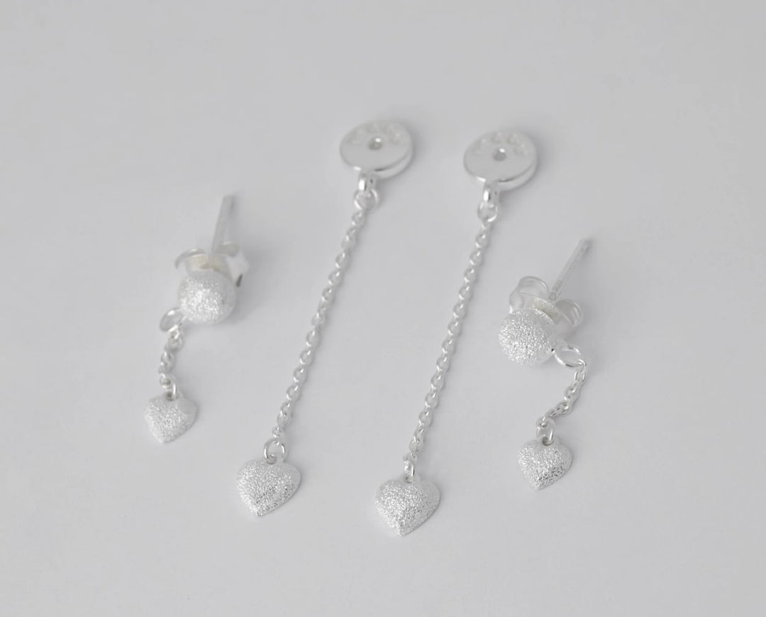 "Clip & Drop Heart" mood aus 925er Silber (Auswechselbarer Ohrschmuck)