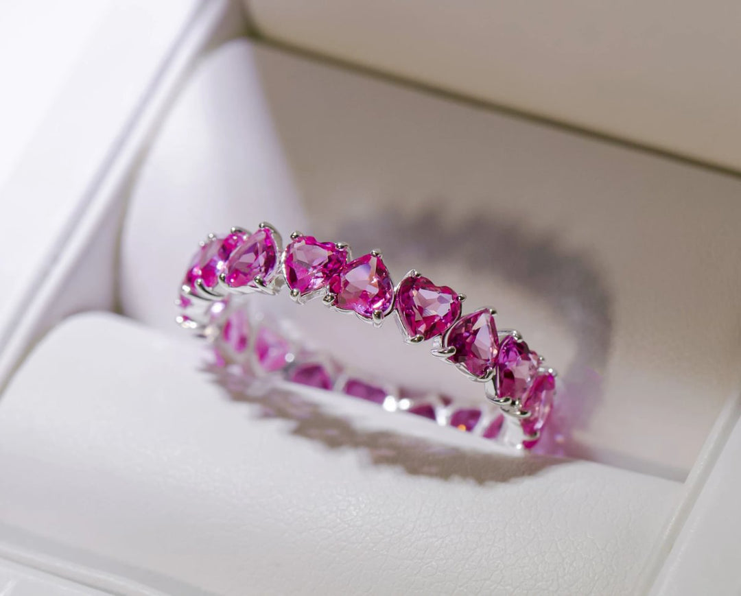 💍💖 Anneau (addon deux tiers) "Aurheart rubis" en argent 925 serti de zircons rubis