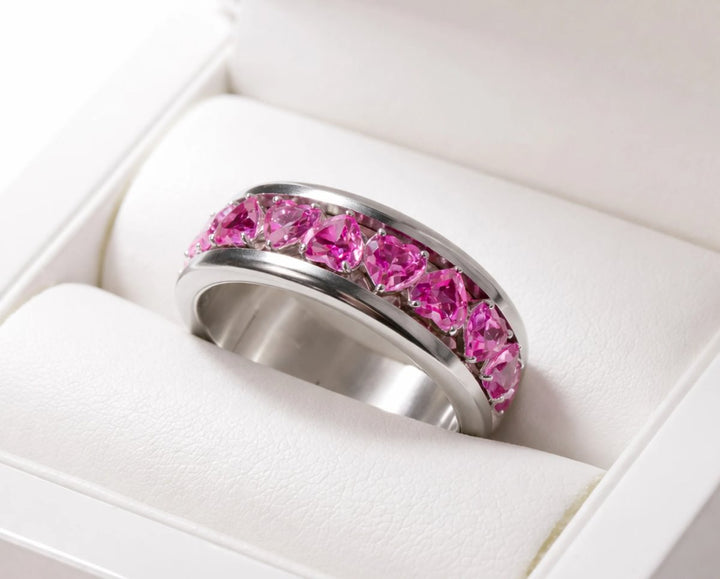 💍💖 Anneau (addon deux tiers) "Aurheart rubis" en argent 925 serti de zircons rubis