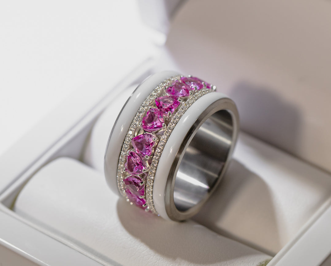 💍💖 Anneau (addon deux tiers) "Aurheart rubis" en argent 925 serti de zircons rubis