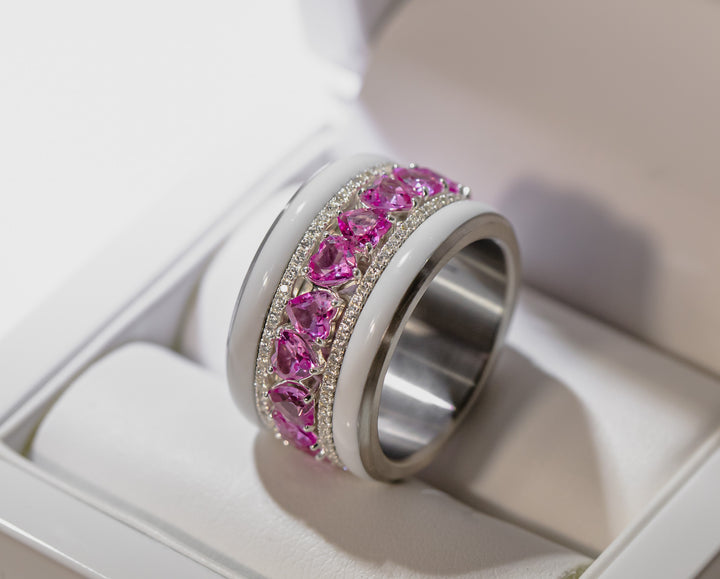 💍💖 Anneau (addon deux tiers) "Aurheart rubis" en argent 925 serti de zircons rubis