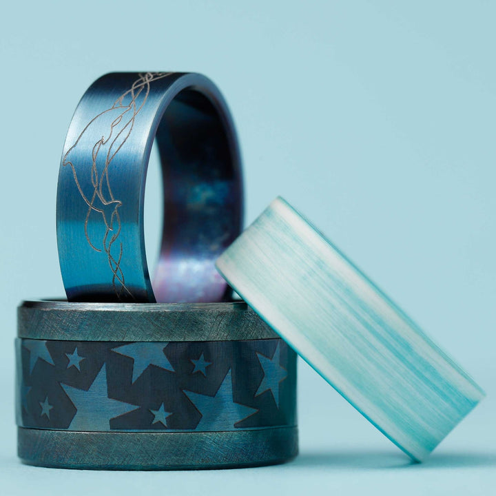 Base large bleu, brossée en acier inoxydable (13MM)
