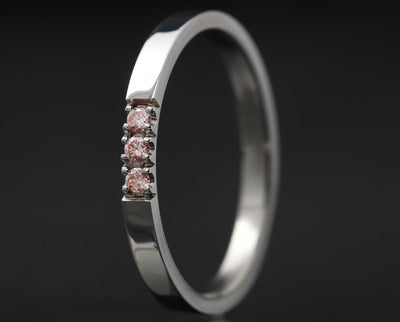 Medium Addon in polished steel set with 3 pink diamonds "PUR"