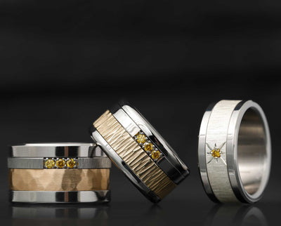 Addon deux tiers en argent pailleté serti d'1 diamant jaune "PUR"