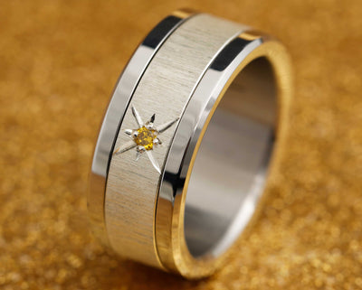 Addon deux tiers en argent pailleté serti d'1 diamant jaune "PUR"
